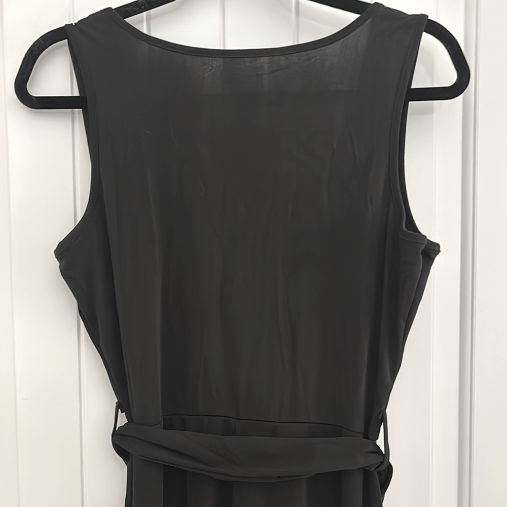 Black Sleeveless Button Front Belted Tie Waist Jumpsuit | Small - Picture 7 of 10